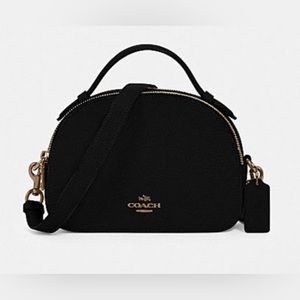 NWT COACH SERENA BLACK CROSSGRAIN LEATHER SATCHEL